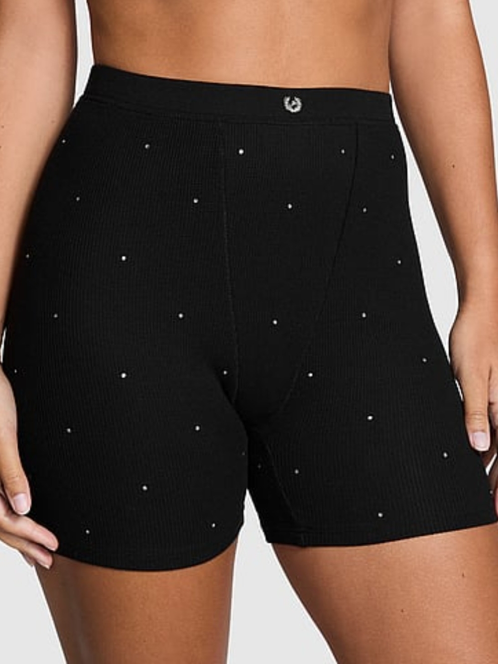 PINK Victoria's Secret Rhinestone High Waist Shorts Black XS